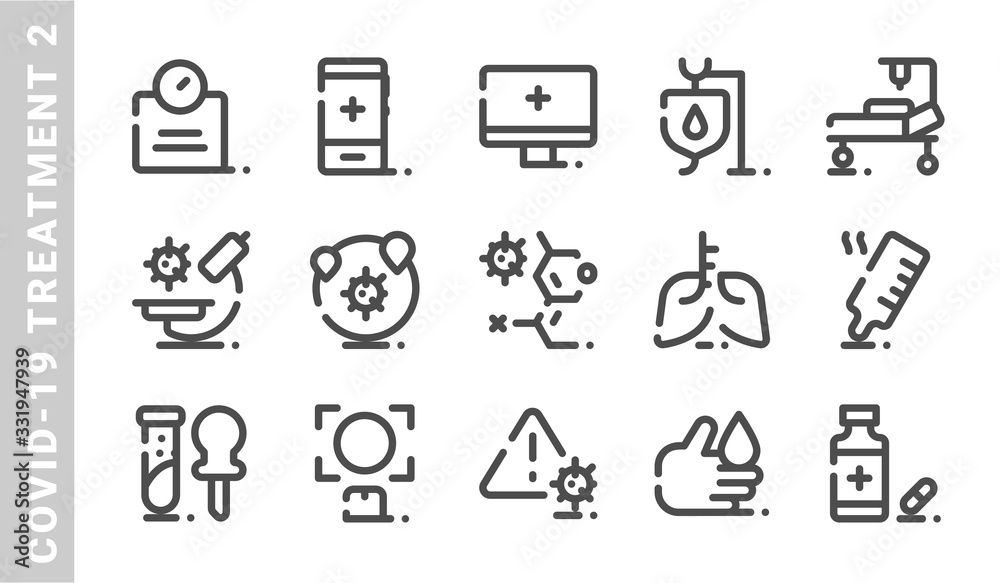 covid-19 treatment 2 icon set. Outline Style. each made in 64x64 pixel covid-19 treatment 2 icon set. Outline Style. each made in 64x64 pixel