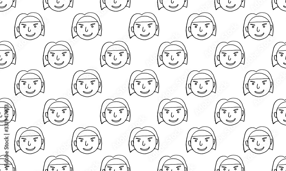 cartoon face vector people. Hand drawn line art illustration. Human emotions doodle seamless pattern cartoon face vector people. Hand drawn line art illustration. Human emotions doodle seamless pattern