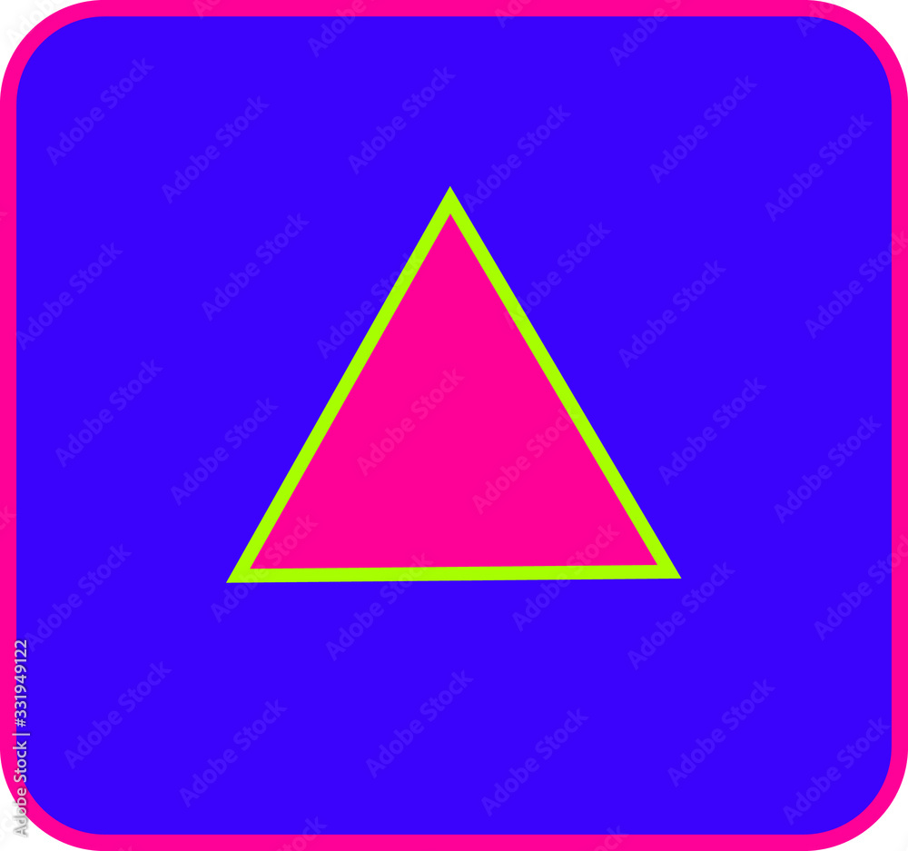 Triangle button neon pink and blue background Triangle button neon pink and blue background