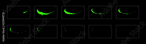 Shine liquid animation effect. shiny trail effect sprite sheet. frame by frame ready classic animation sprite sheet for game, cartoon, video, animation or motion