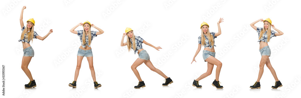female construction worker isolated on white female construction worker isolated on white