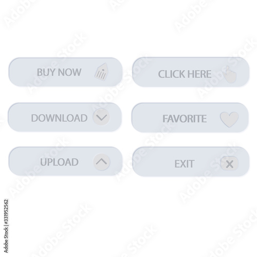 set of buttons neumorphism style. Vector buttons