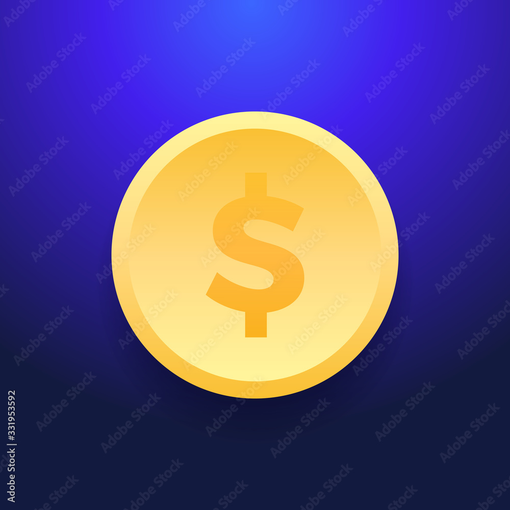 Dollar money coin icon. Flat illustration of dollar money coin vector icon for web design Dollar money coin icon. Flat illustration of dollar money coin vector icon for web design