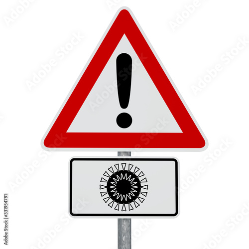 Caution Coronavirus - digitally generated image - clipping path included
