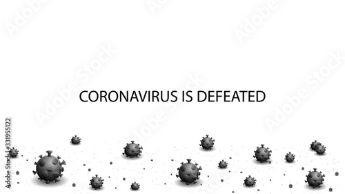 The coronavirus is defeated. Dead coronavirus viruses on a white background. Sign of coronavirus COVID-2019