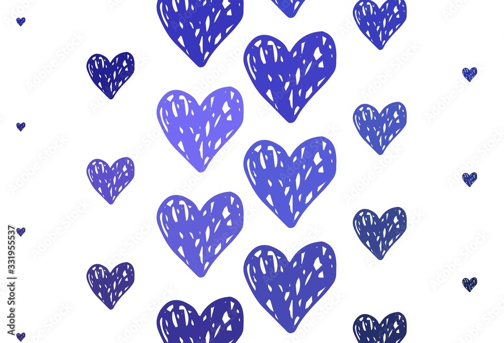 Light Purple vector template with doodle hearts. Light Purple vector template with doodle hearts.