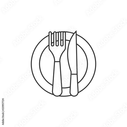 thin line icons for Knife and fork,vector illustrations