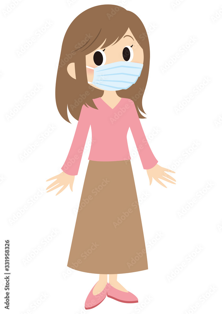 マスクをする女性 マスクをする女性