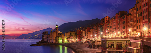 Camogli city at sunset