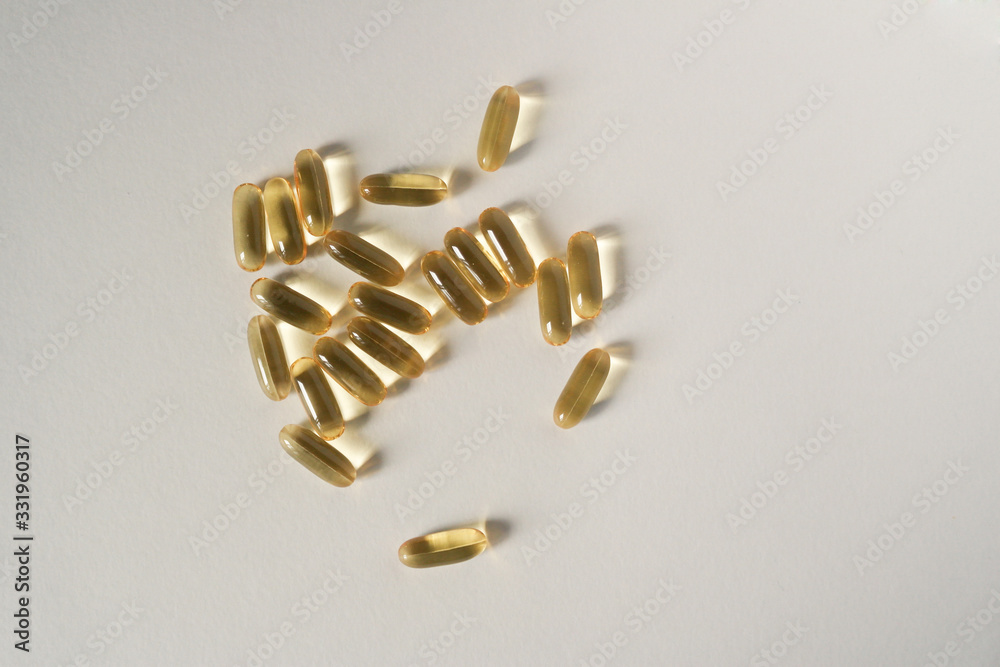 vitamins on a white background omega 3