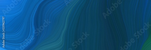modern landscape banner with waves. modern soft curvy waves background design with teal green, dark slate gray and strong blue color