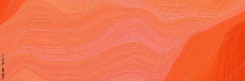 Fototapeta modern landscape orientation graphic with waves. modern waves background illustration with coral, orange red and light coral color