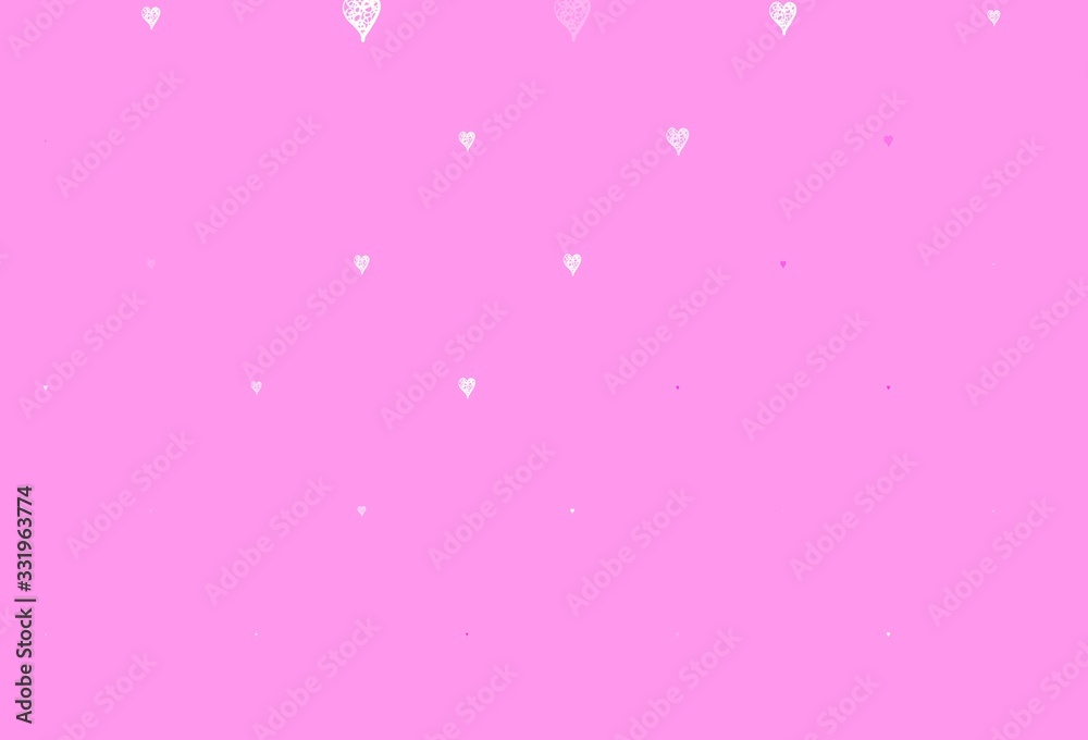 Light Pink, Yellow vector background with Shining hearts. Light Pink, Yellow vector background with Shining hearts.