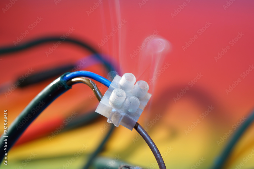 Electric wires with smoke photographed in the studio Electric wires with smoke photographed in the studio
