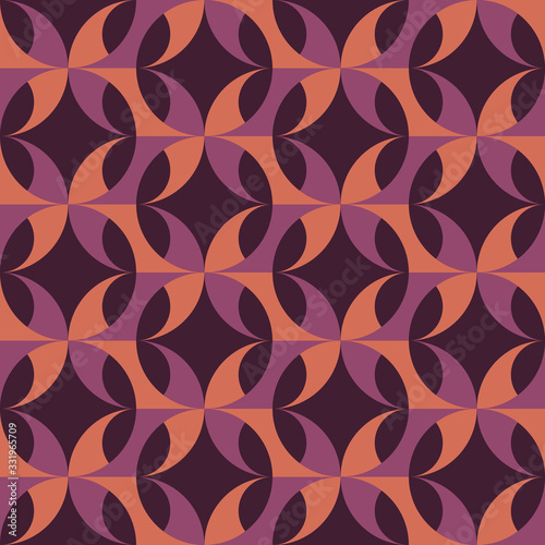 Rounded geometric forms. Abstract vector seamless pattern.