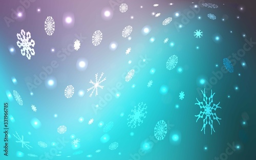 Light Pink  Blue vector template with ice snowflakes. Modern geometrical abstract illustration with crystals of ice. The pattern can be used for new year leaflets.