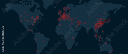 world map of corona virus covid-19 spread epidemic pandemic outbreak in many country