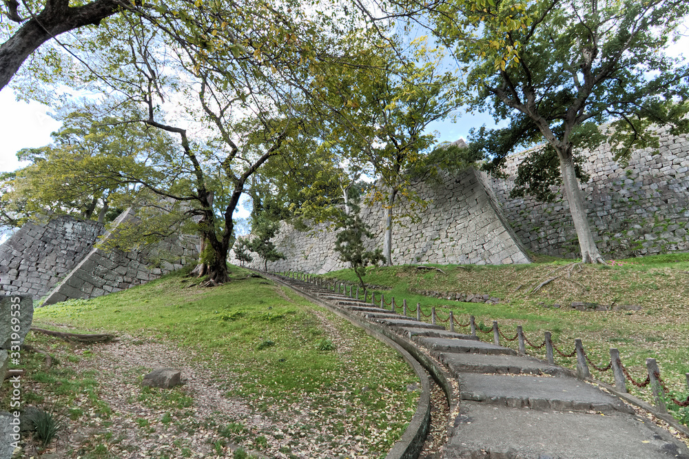 秋の丸亀城の搦手の風景 秋の丸亀城の搦手の風景