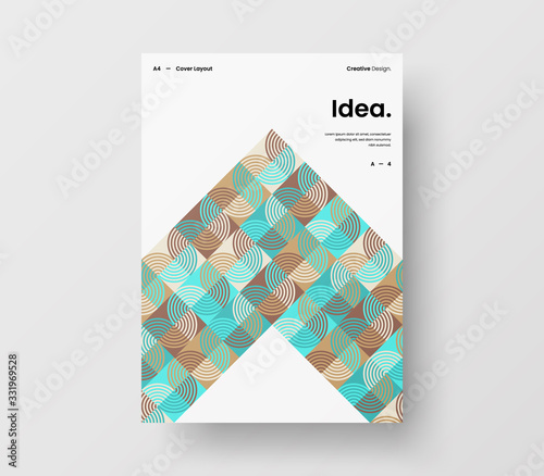 Amazing business presentation vector A4 vertical orientation front page mock up. Modern corporate report cover abstract geometric illustration design layout. Company identity brochure template.