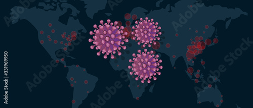 world map of corona virus covid-19 spread epidemic pandemic outbreak in many country