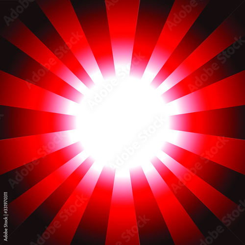 Red light spreading in a straight line from the center, beautiful, background - vector