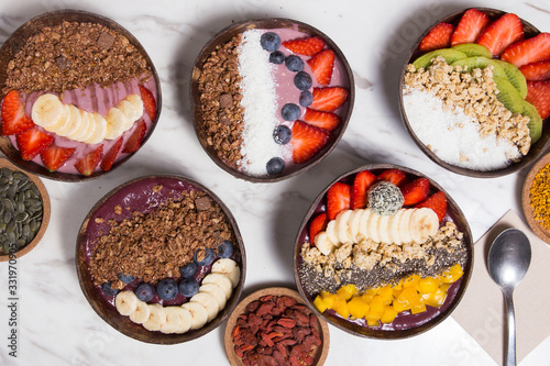 Tasty appetizing smoothie acai bowls