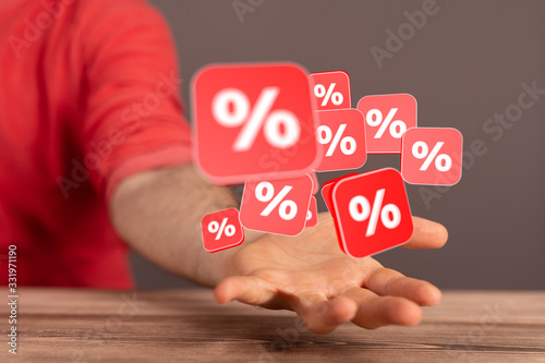 Discount and commission concept 3d