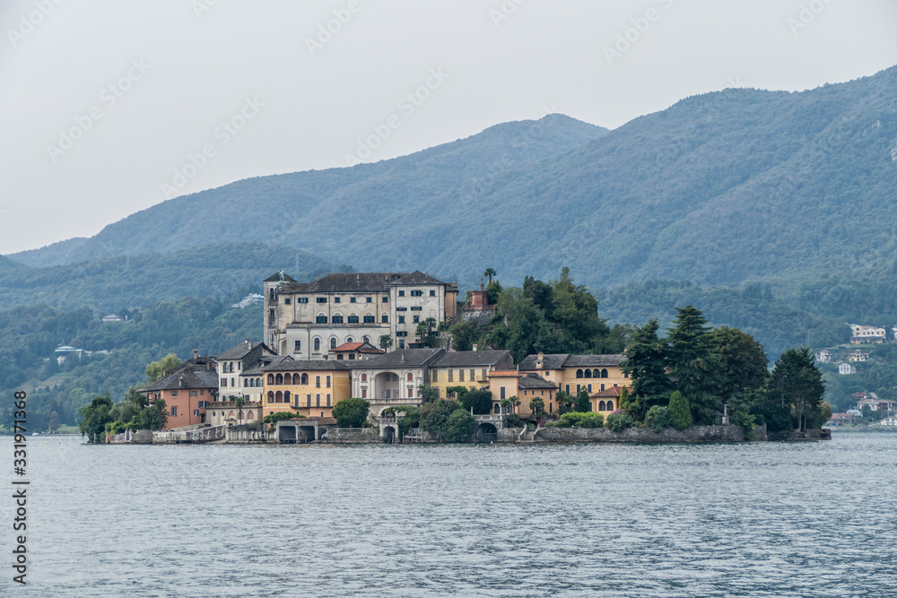Lake front of the island of San Giulio In the Lake d'Orta Lake front of the island of San Giulio In the Lake d'Orta