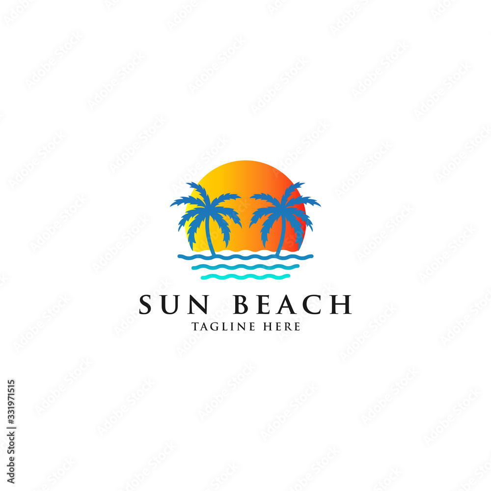 Beach And Island Logo Icon Design Template. - Vector Beach And Island Logo Icon Design Template. - Vector