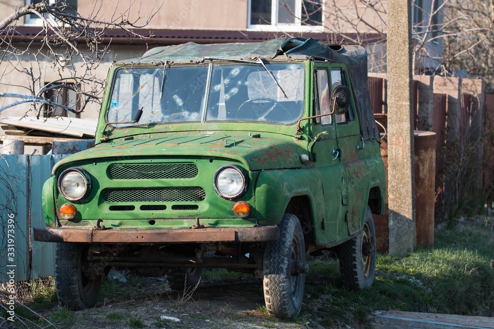   old soviet car green