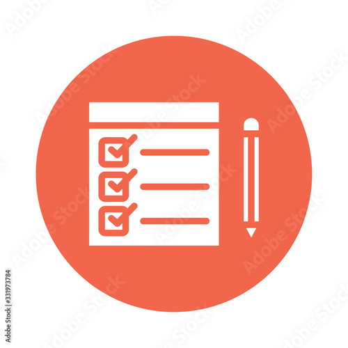 checklist with pencil block style icon