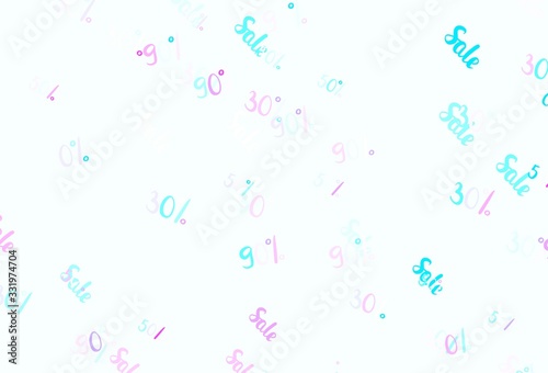 Light Pink, Blue vector background with symbols of 30, 50, 90 % sales.