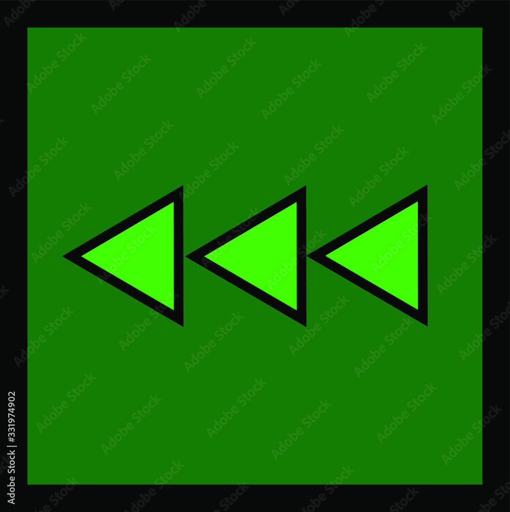 Light green reverse triple arrow button dark green background for music, movie and computer concepts. Light green reverse triple arrow button dark green background for music, movie and computer concepts.