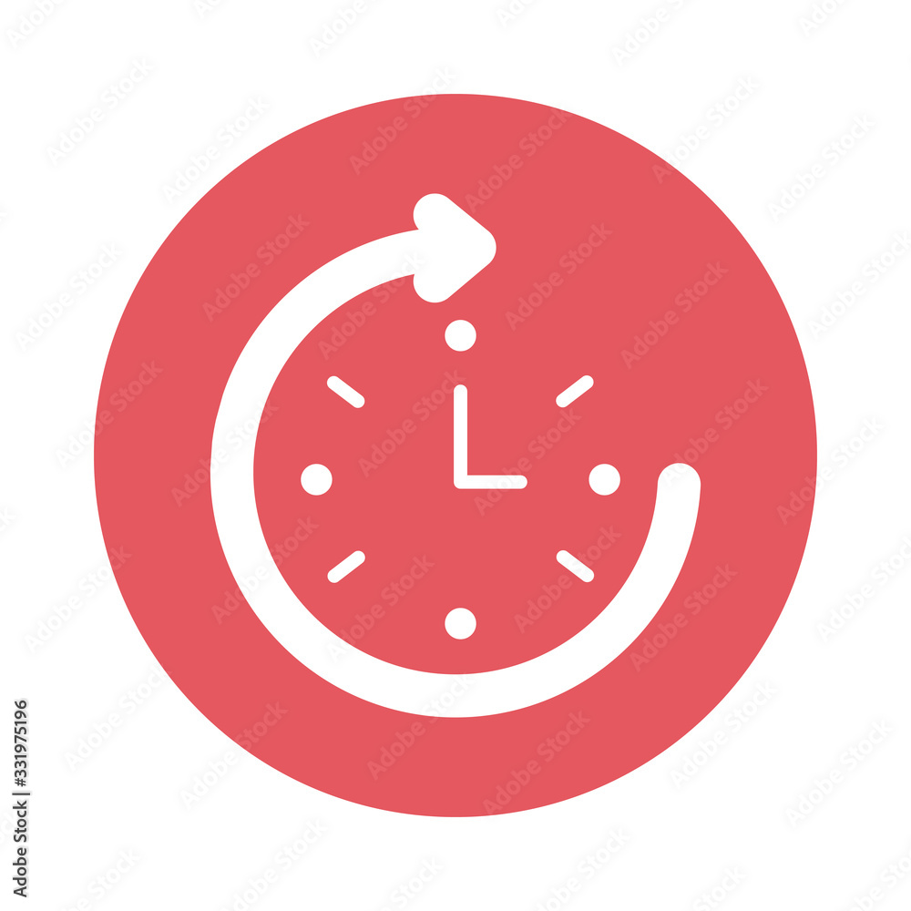 time clock with arrow around block style icon time clock with arrow around block style icon