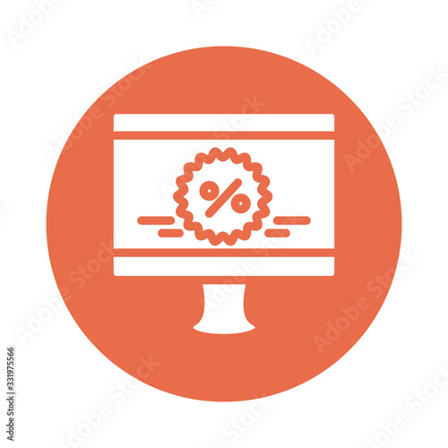 computer desktop with tag block style icon