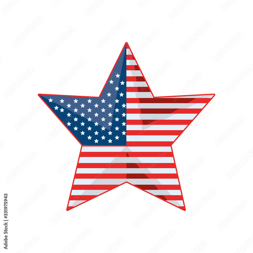 star with american flag on white background star with american flag on white background