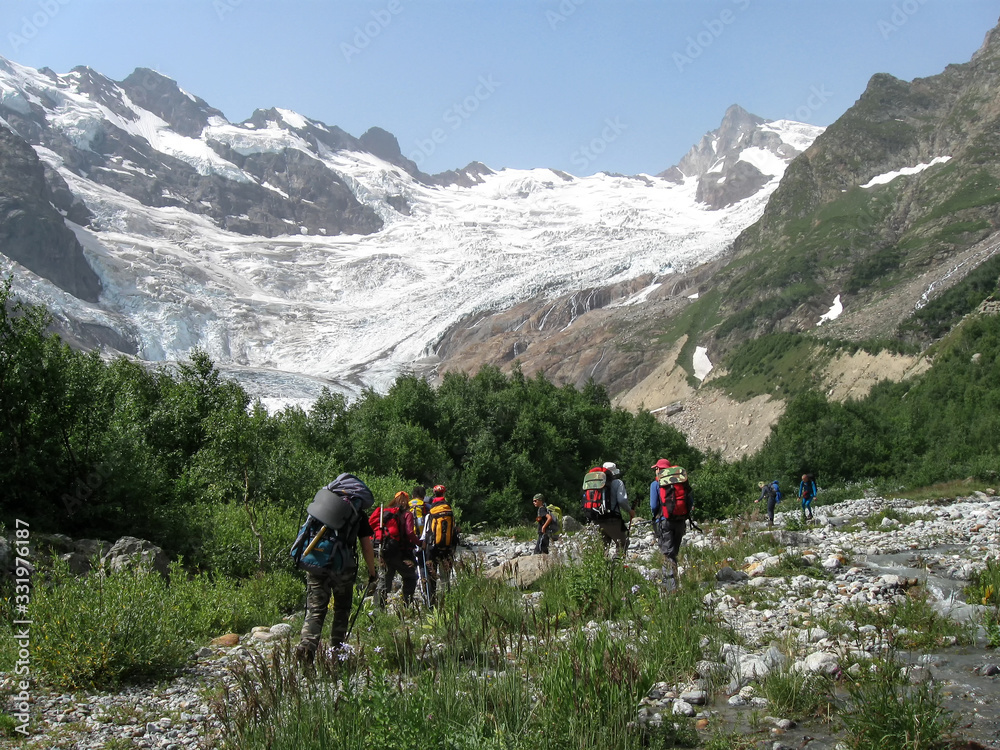 Fototapeta premium Glacier in the mountains of the North Caucasus