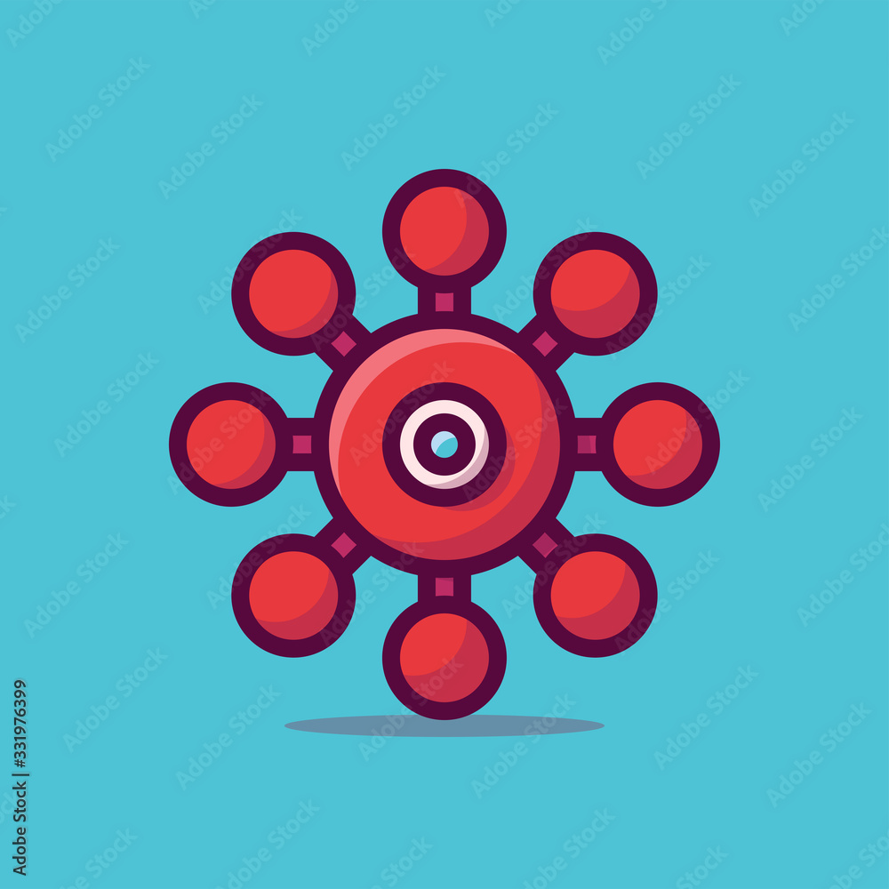 Virus Vector Icon Illustration. Flat Cartoon Style Suitable for Web Landing Page, Banner, Sticker, Background.