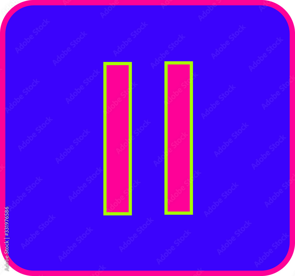 Pause button neon pink and blue background for music, movie and computer concepts. Pause button neon pink and blue background for music, movie and computer concepts.