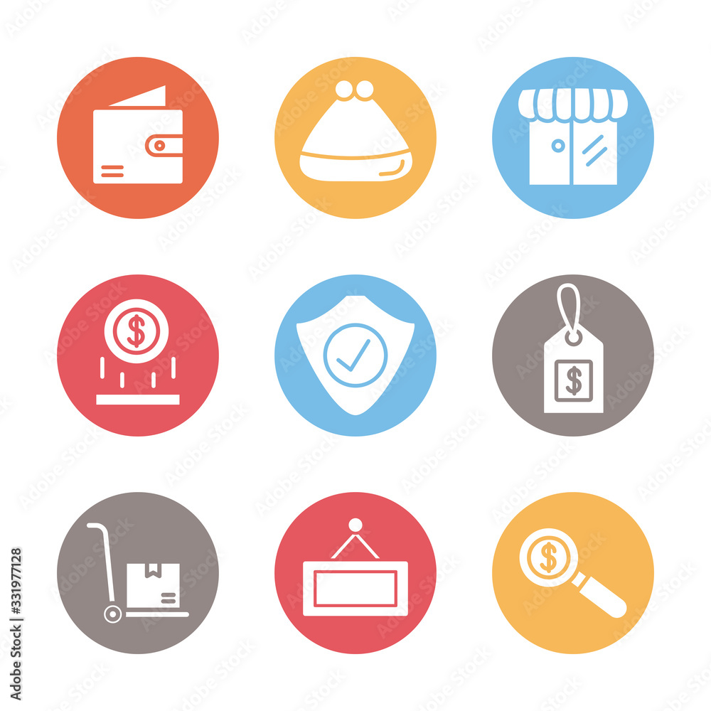 bundle of commercial set icons bundle of commercial set icons