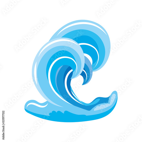 Fototapeta Naklejka Na Ścianę i Meble -  ocean waves with curling on white background