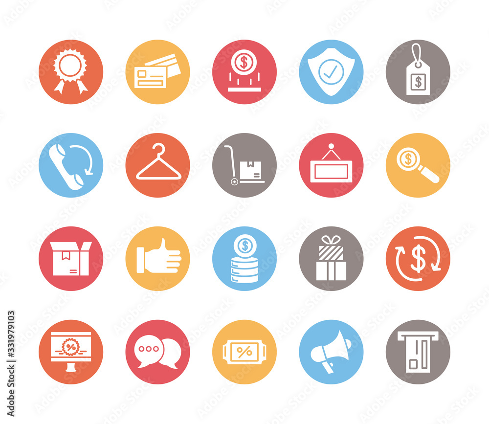 bundle of commercial set icons bundle of commercial set icons