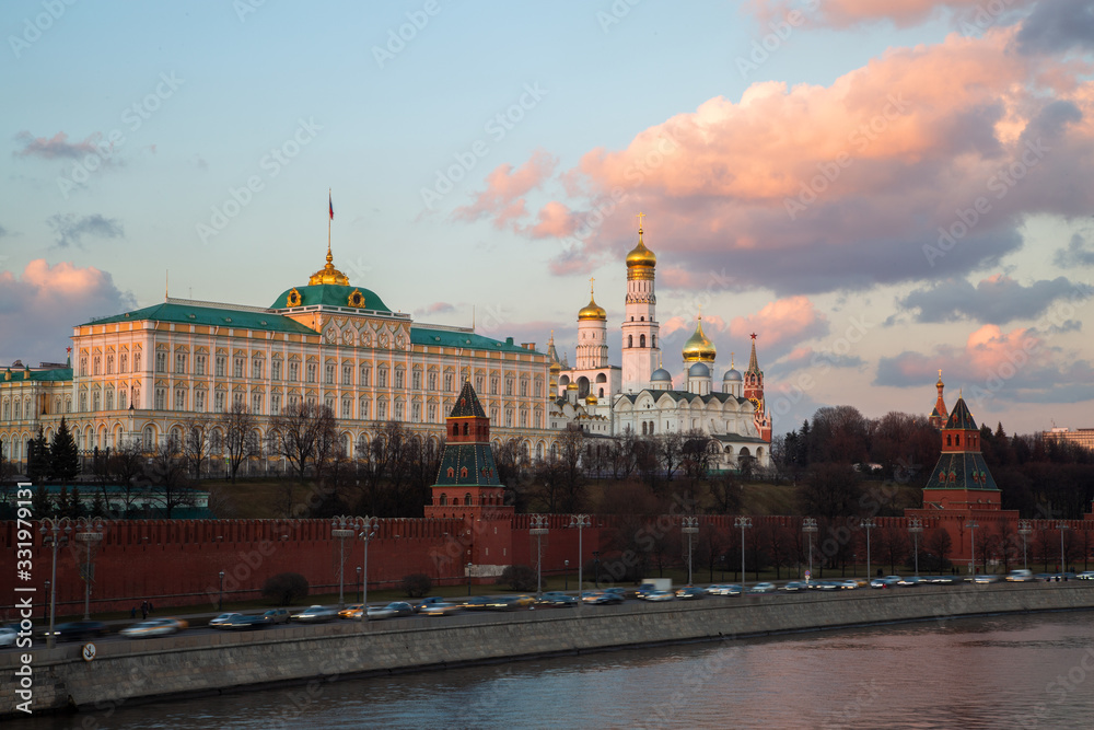 Evening walk at the Moscow Kremlin and Moscow River