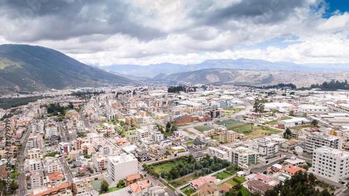 Quito - Ecuador 20-03-2020: northern part of Quito aerial view of Quito during the coronavirus quarantine © Jose
