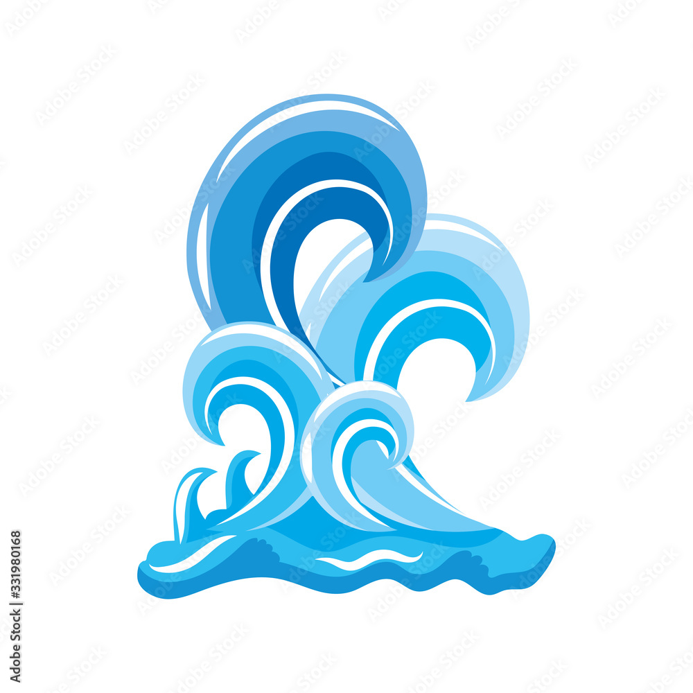 ocean waves with curling on white background ocean waves with curling on white background