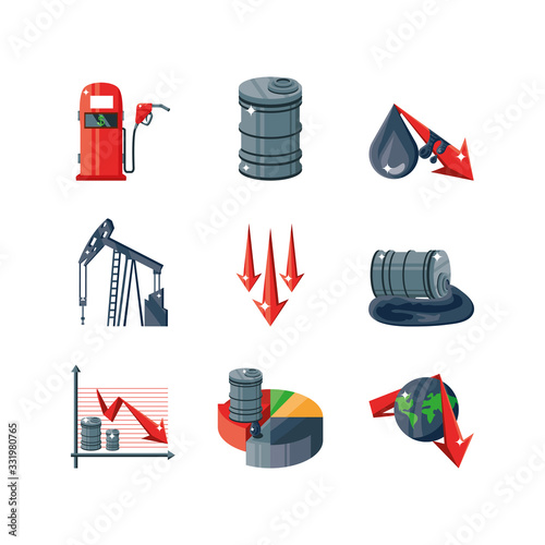 set of icons oil price on white background