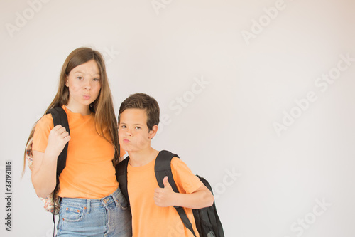 Boy and girls ready for school