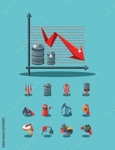 set of icons oil price, infographic