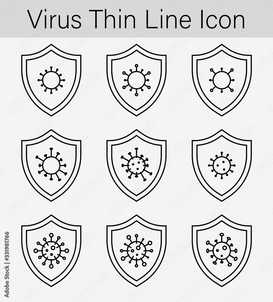 Set of Immune system thin line icon. Anti virus protection. Shield security outline icon. Editable stroke vector. Set of Immune system thin line icon. Anti virus protection. Shield security outline icon. Editable stroke vector.