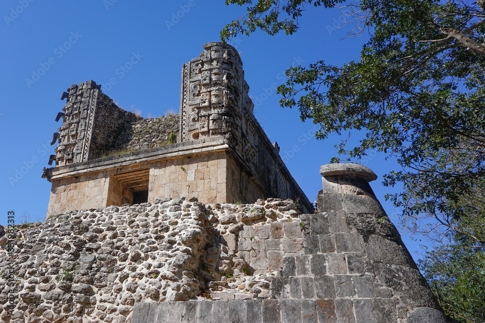 Uxmal, Mexico: Carvings on a building in Uxmal, a major Mayan city, 600-900 A.D.